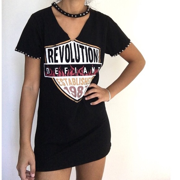 River Island Tops - REVOLUTION band print choker t shirt tunic 4/6